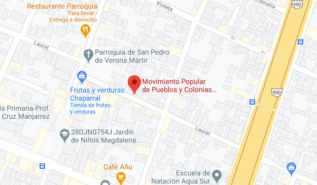 Mapa de de la zona que rodea al Centro Social Sergio Méndez Acero